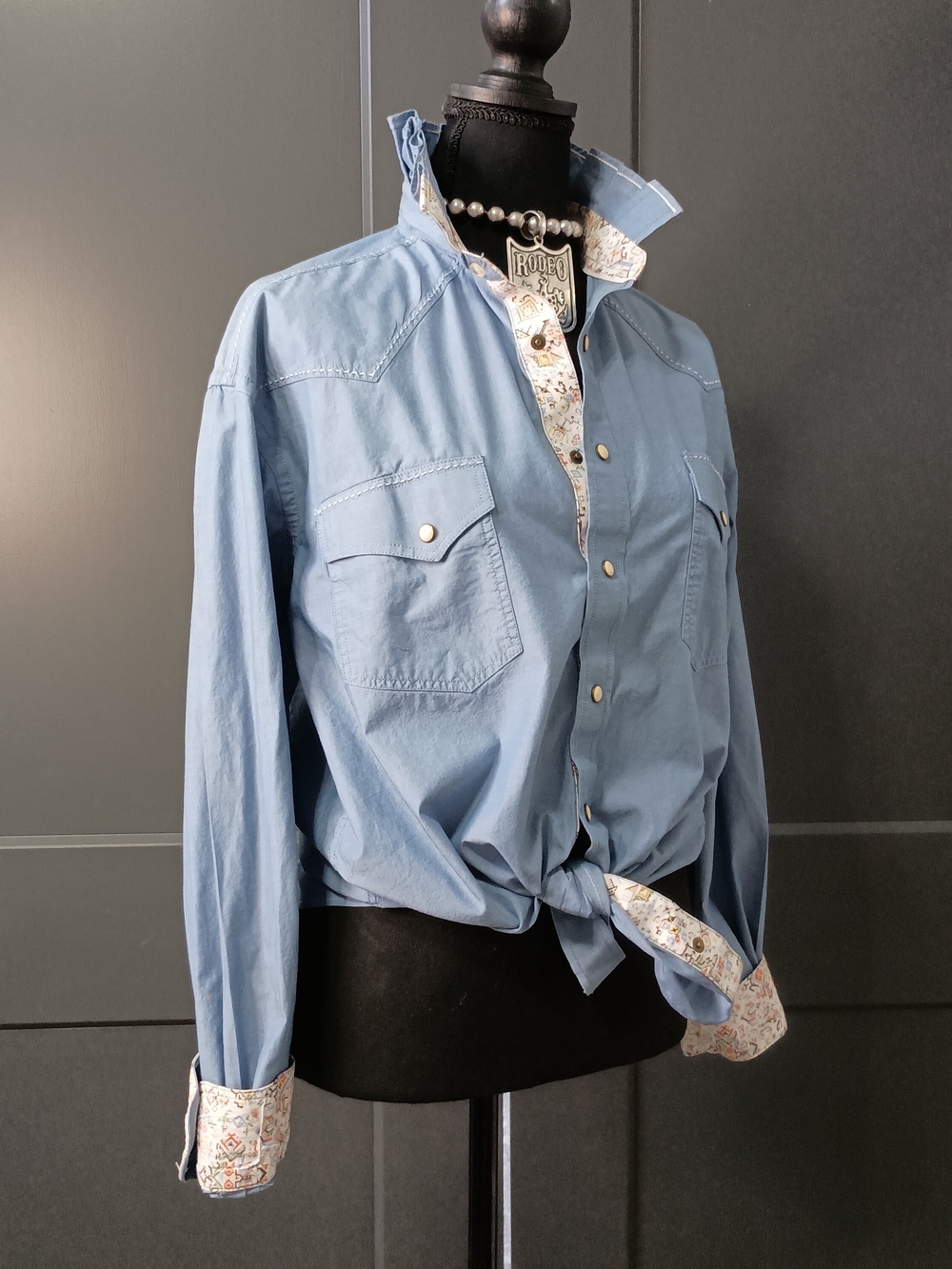 Upcycled Women's Western Ruffle Collar Shirt #R5